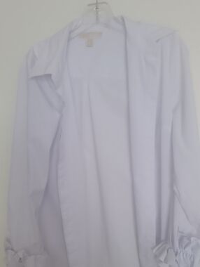 White Long Sleeve Ruffled Cuff Shirt Michael Kors Size Large